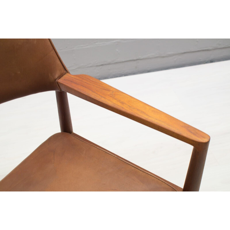 Scandinavian Teak and Leather Side Chair