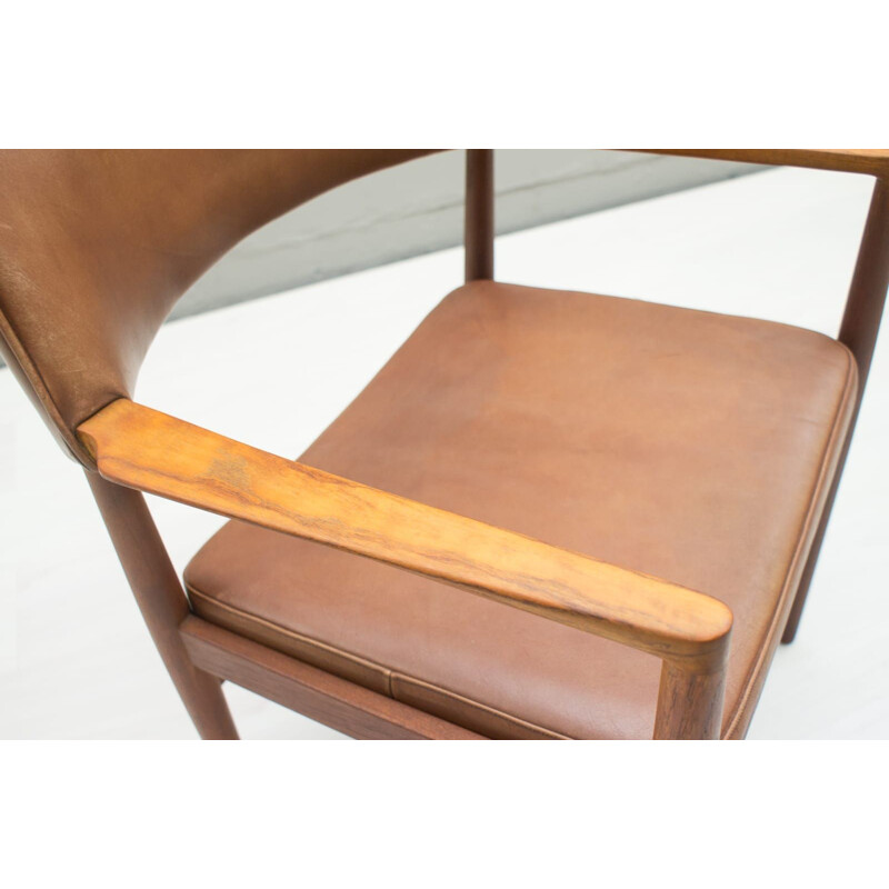 Chaise vintage scandinave en teck et chaise en cuir