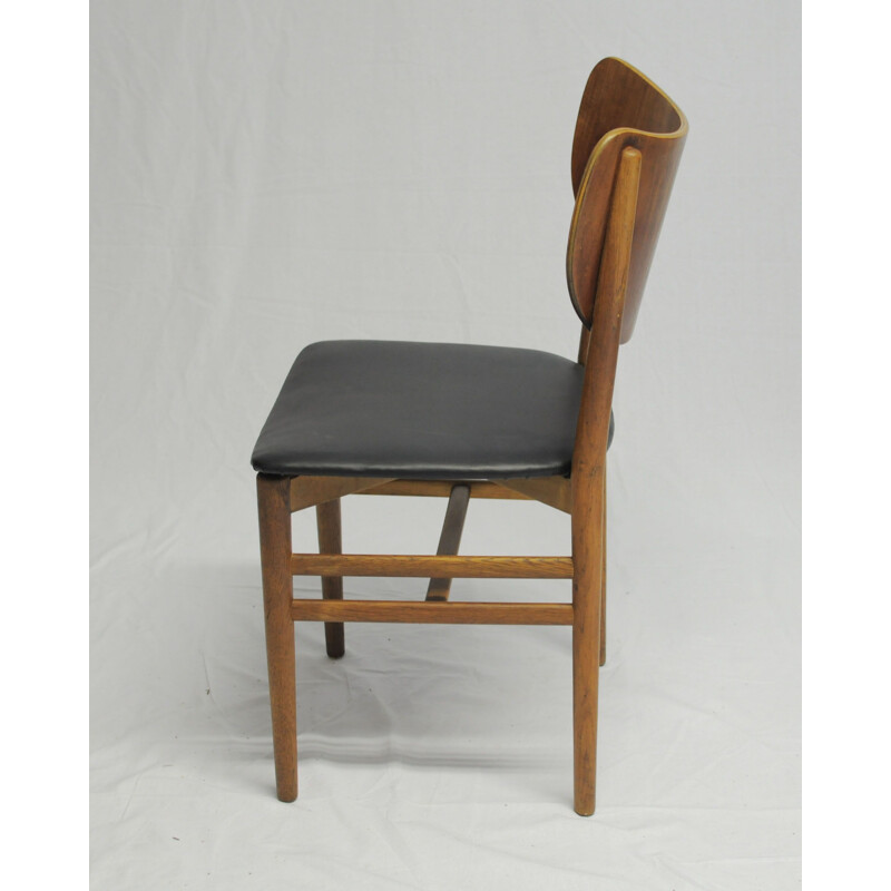 Set of 12 vintage dining chairs in teak and oak by Niels Koppel for Slagelse Møbelfabrik