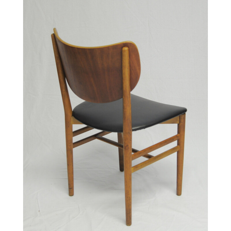 Set of 12 vintage dining chairs in teak and oak by Niels Koppel for Slagelse Møbelfabrik