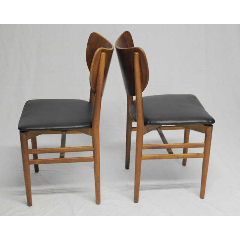 Set of 12 vintage dining chairs in teak and oak by Niels Koppel for Slagelse Møbelfabrik