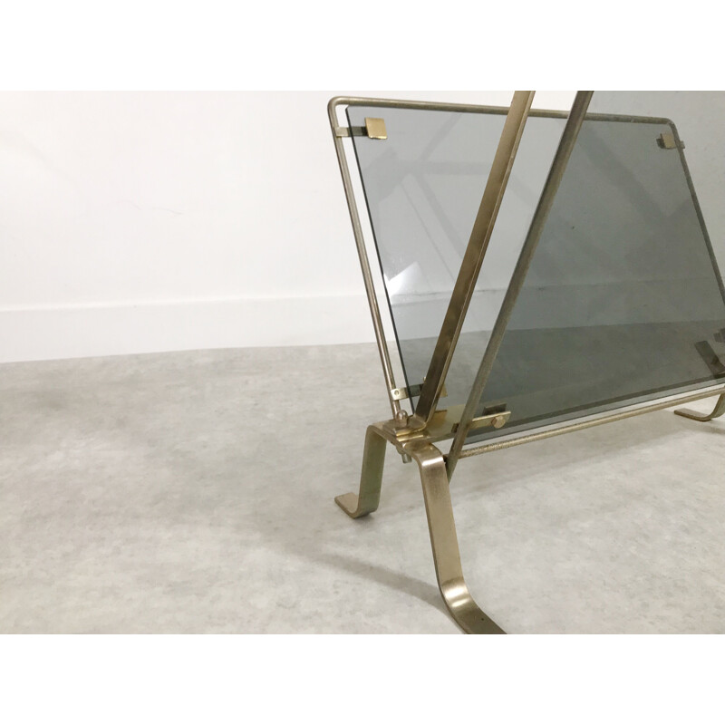 Vintage magazine rack in steel by Maison Jansen