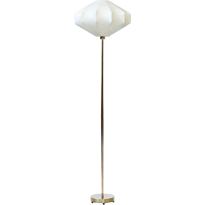 Vintage Floor lamp with plastic and brass by Falkenbergs Belysning