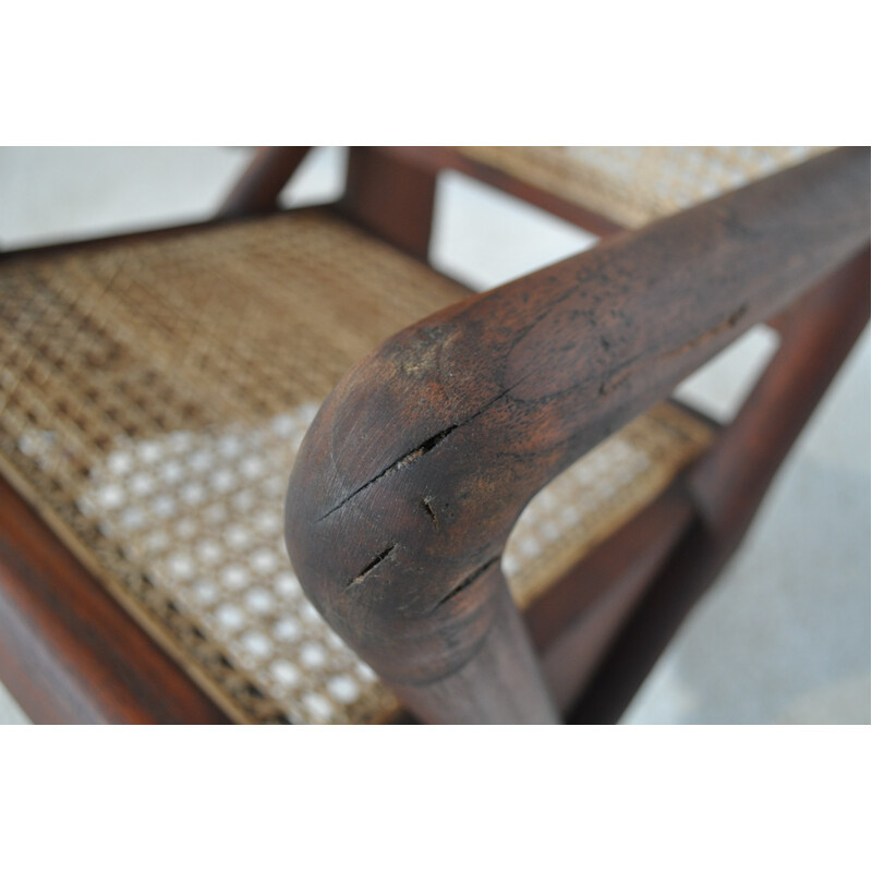 Vintage armchairs in teak and cane - 1950s