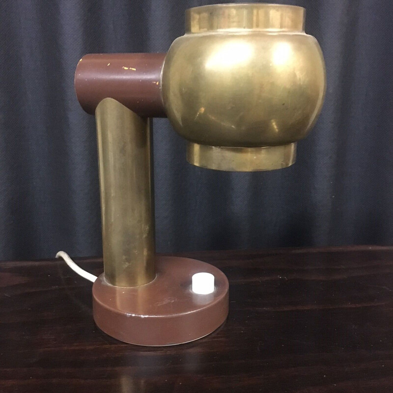 Two-tone Brown and Gold circular base vintage lamp