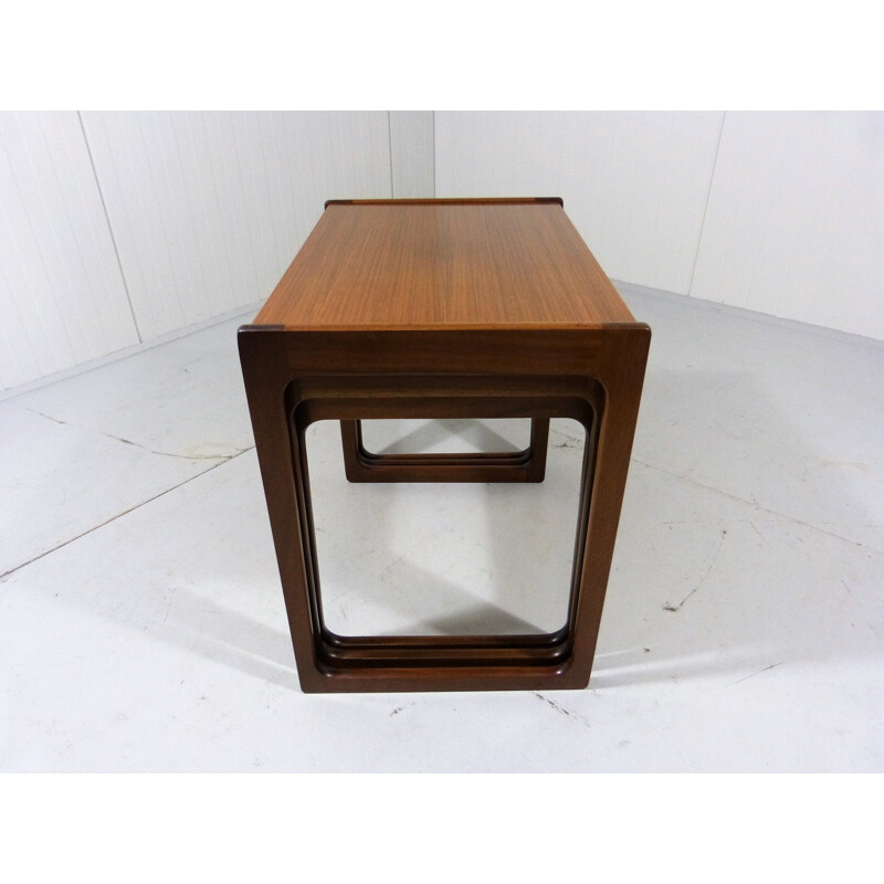 Set of 3 vintage German nesting tables in walnut by Opal