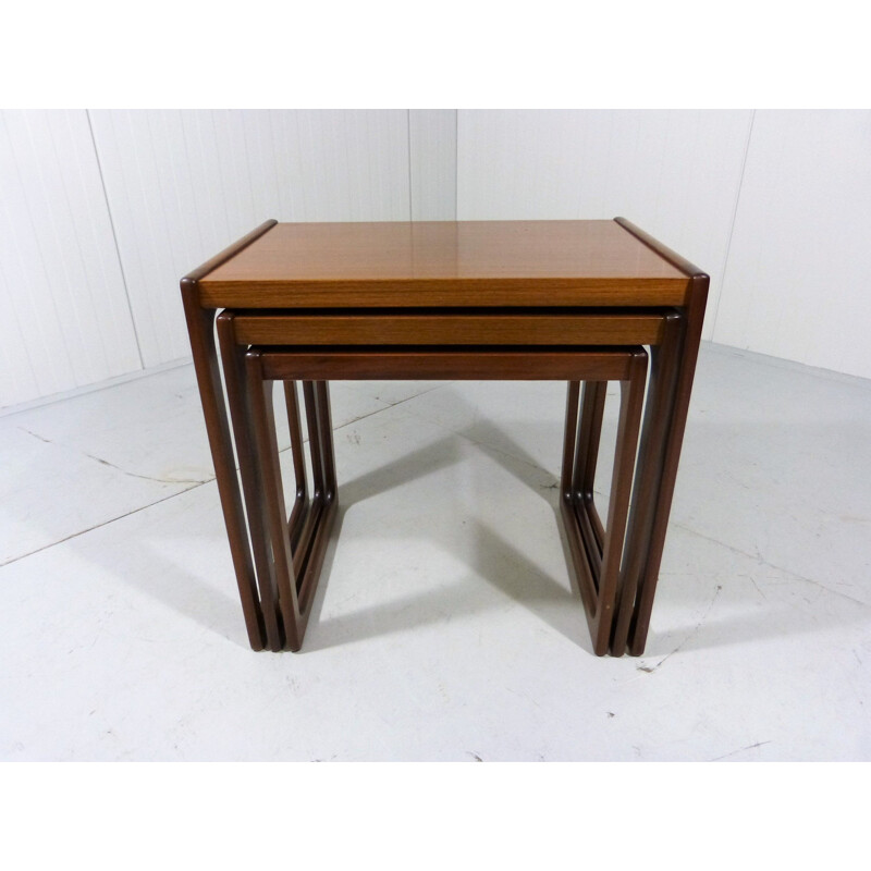 Set of 3 vintage German nesting tables in walnut by Opal