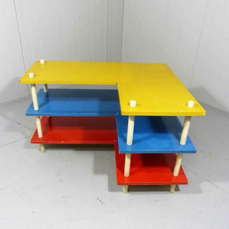 Vintage multicolored corner shelves Bauhaus