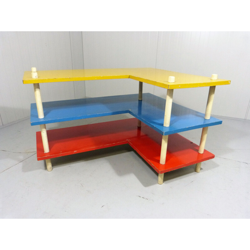 Vintage multicolored corner shelves Bauhaus