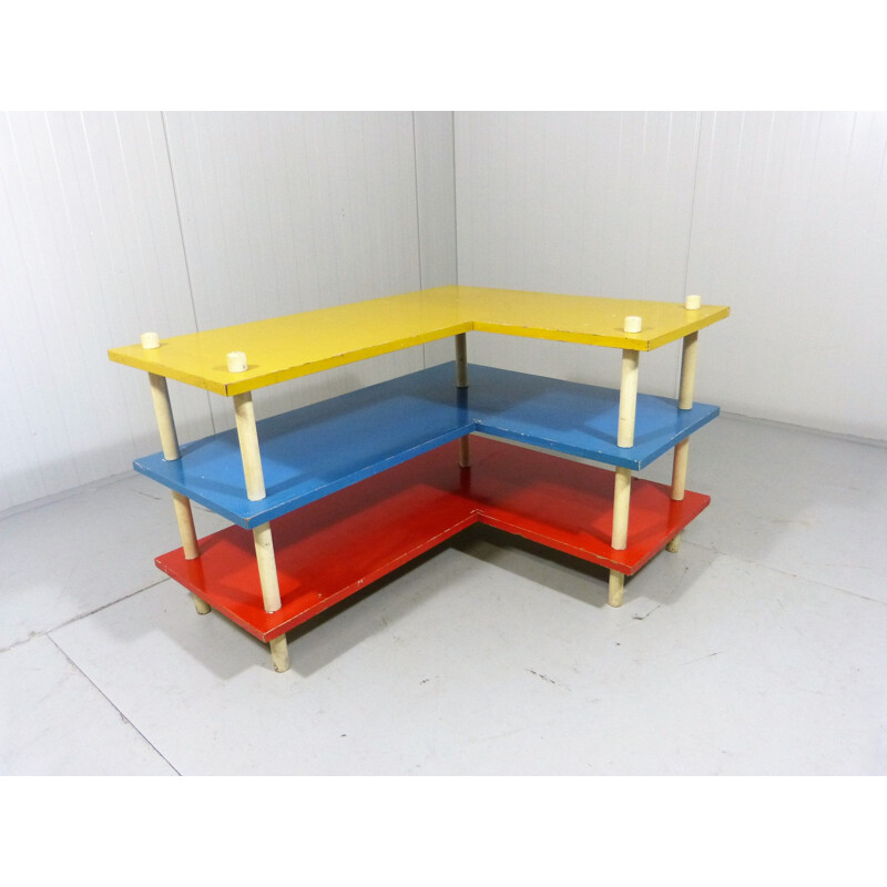 Vintage multicolored corner shelves Bauhaus