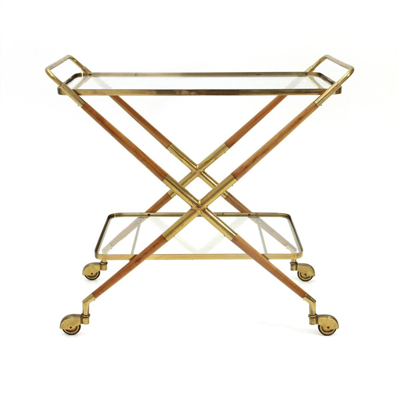 Italian Vintage Trolley in brass and glass