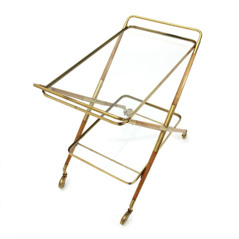 Italian Vintage Trolley in brass and glass