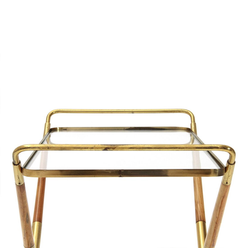 Italian Vintage Trolley in brass and glass