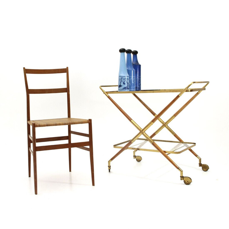 Italian Vintage Trolley in brass and glass