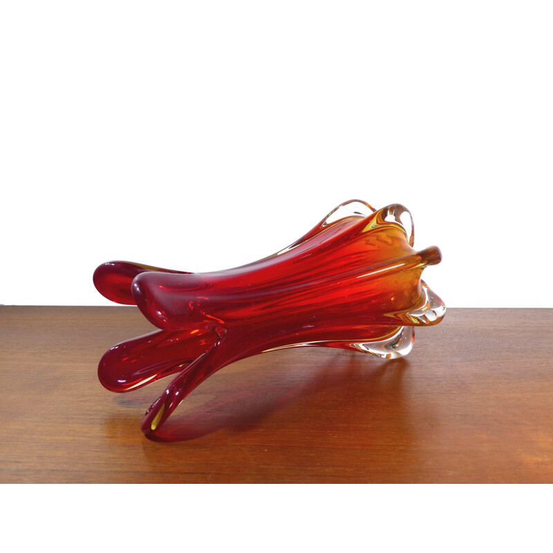 Large red Murano glass Vintage Vase