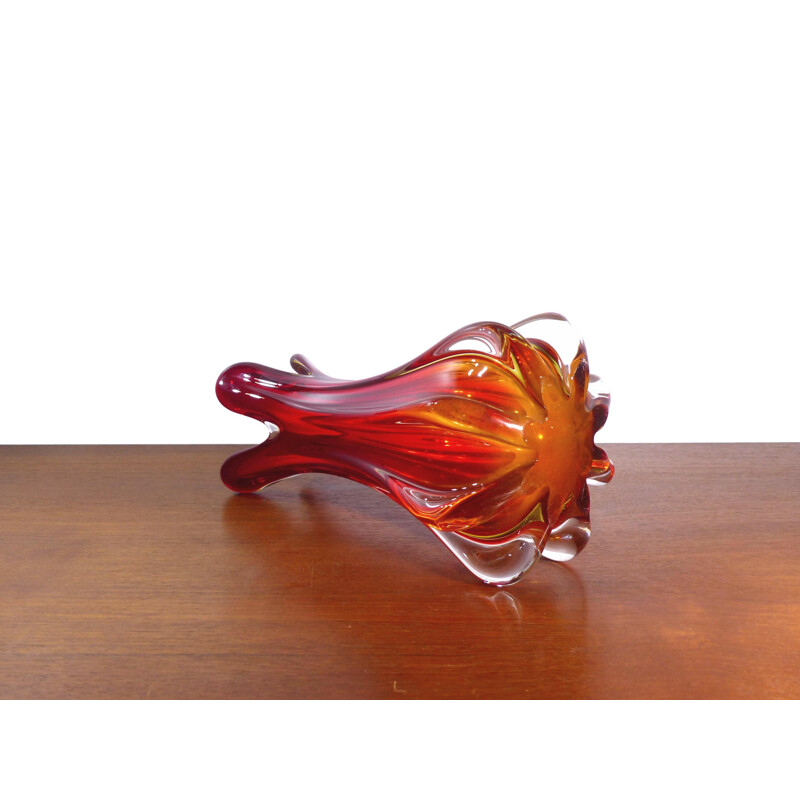Large red Murano glass Vintage Vase