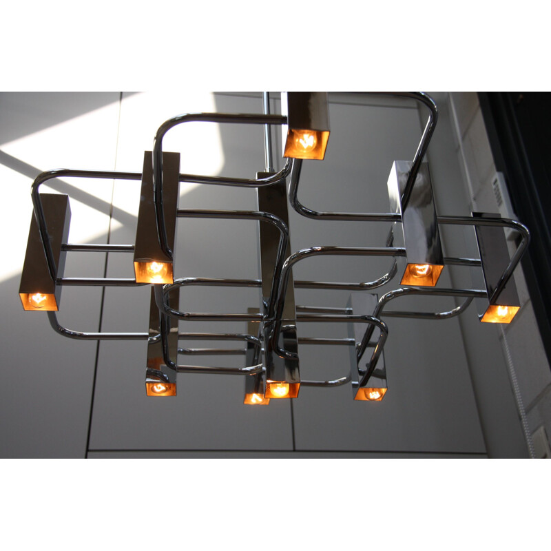 Vintage Chandelier in steel by Sciolari for Baker