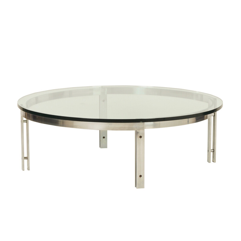 Vintage round glass coffee table for Metaform