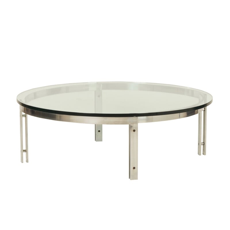 Vintage round glass coffee table for Metaform