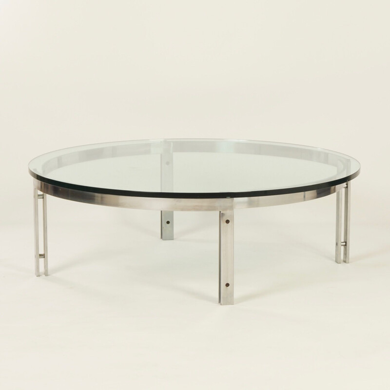 Vintage round glass coffee table for Metaform