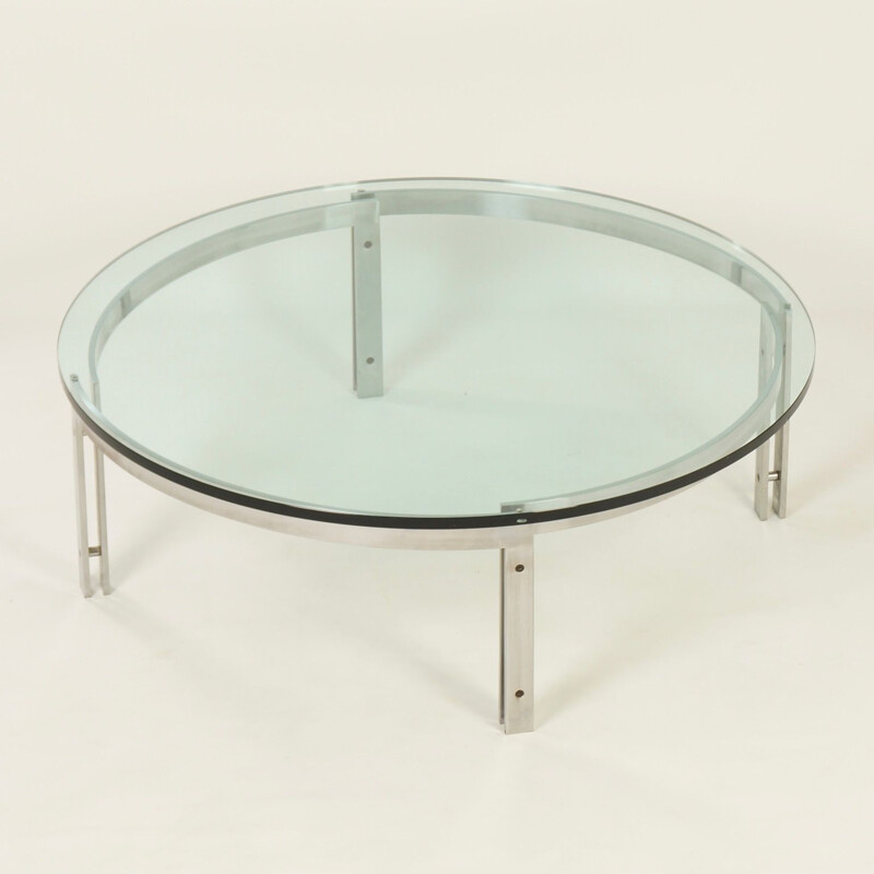 Vintage round glass coffee table for Metaform