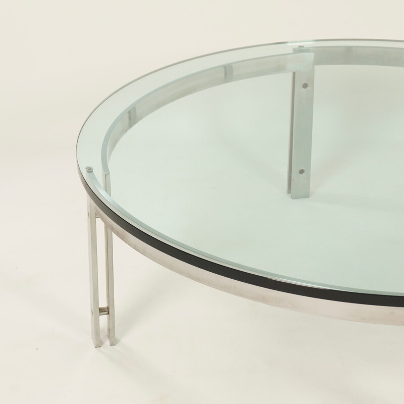 Vintage round glass coffee table for Metaform