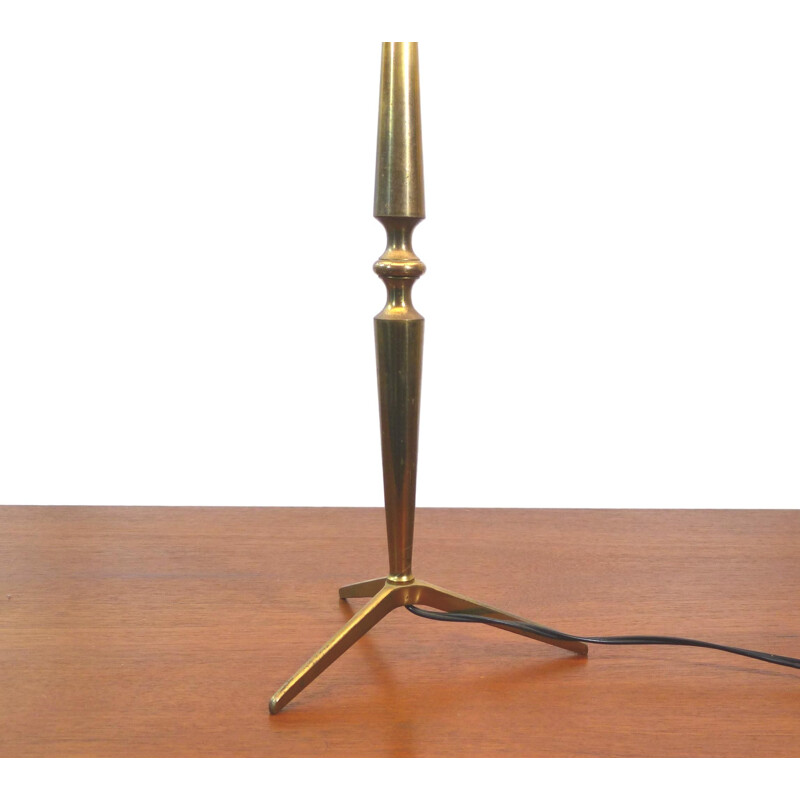 Lampe de table tripode vintage en laiton dorée