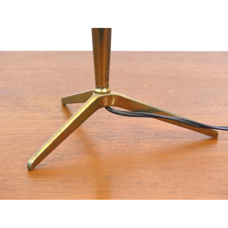 Vintage tripod  table lamp in golden brass
