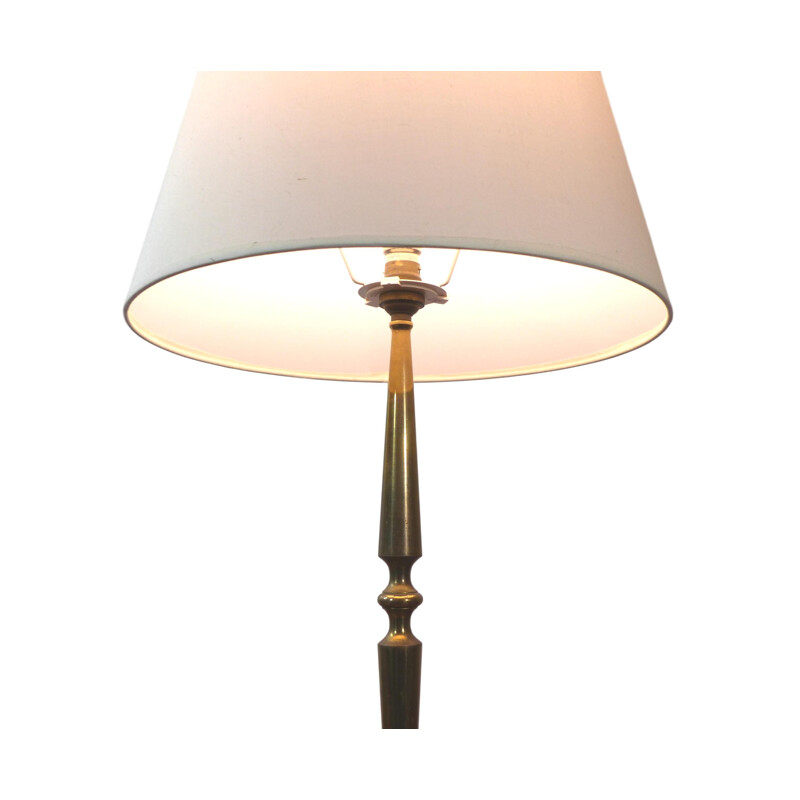 Lampe de table tripode vintage en laiton dorée