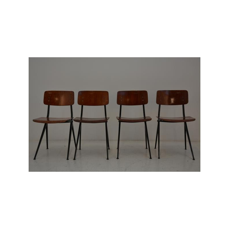 Ensemble de 4 chaises en bois et métal, Friso KRAMER - 1950