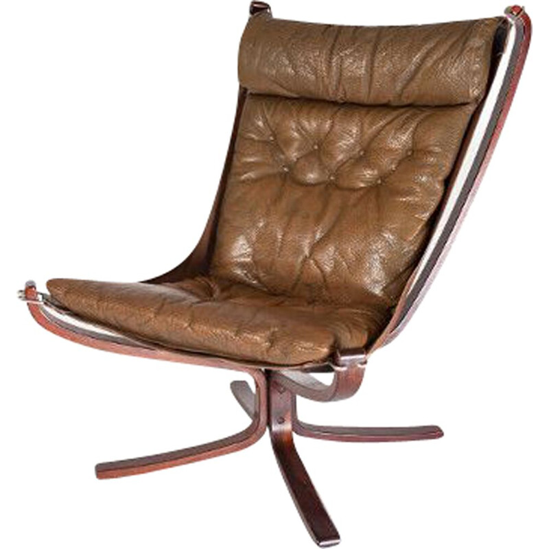 Vintage "Falcon" leather armchair by Sigurd Ressell
