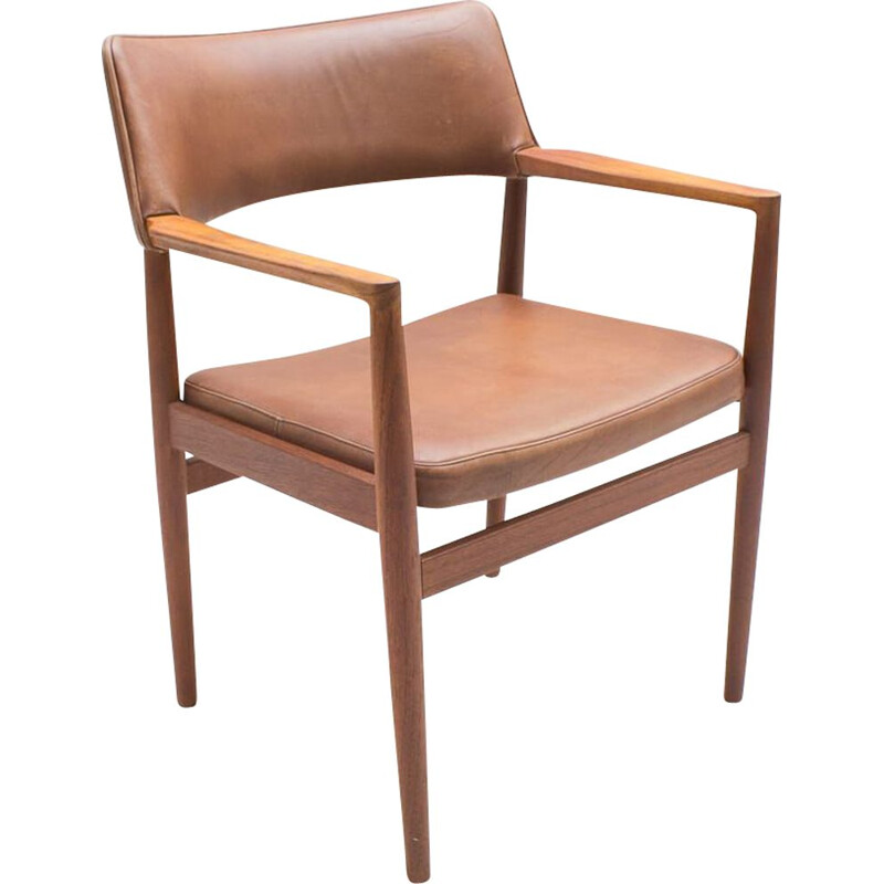 Scandinavian Teak and Leather Side Chair