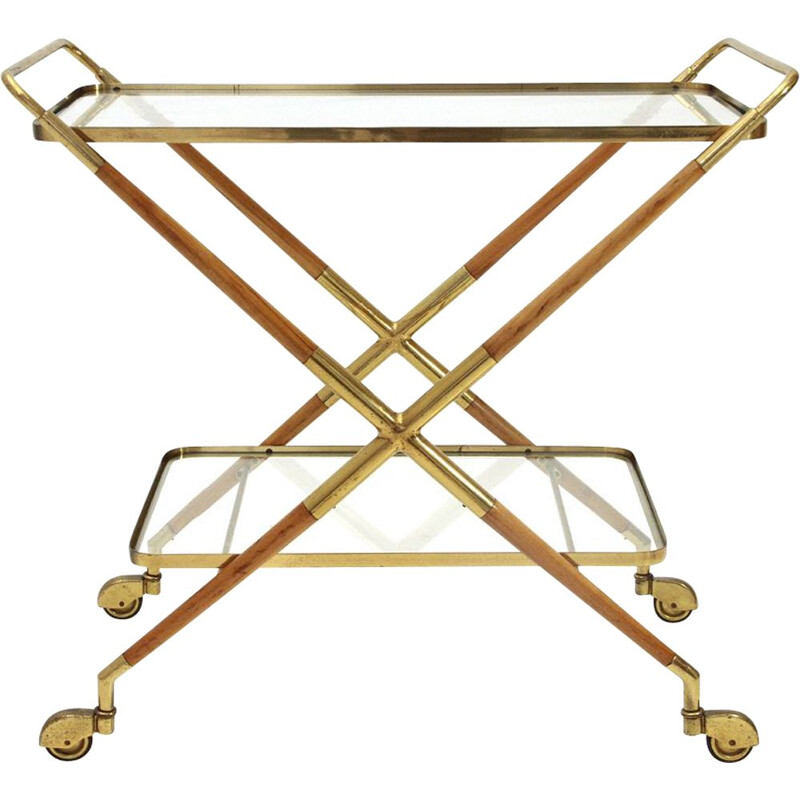 Italian Vintage Trolley in brass and glass