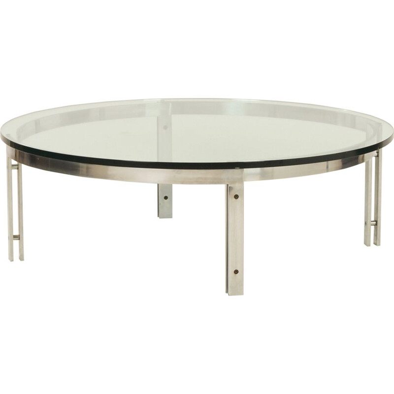 Vintage round glass coffee table for Metaform