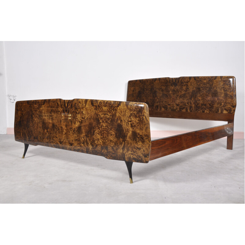 Italian vintage bed frame in wood