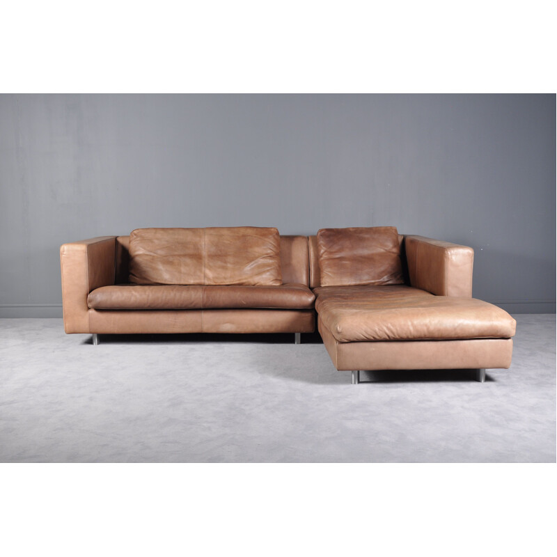 Italian vintage sofa by Molinari cognac leather