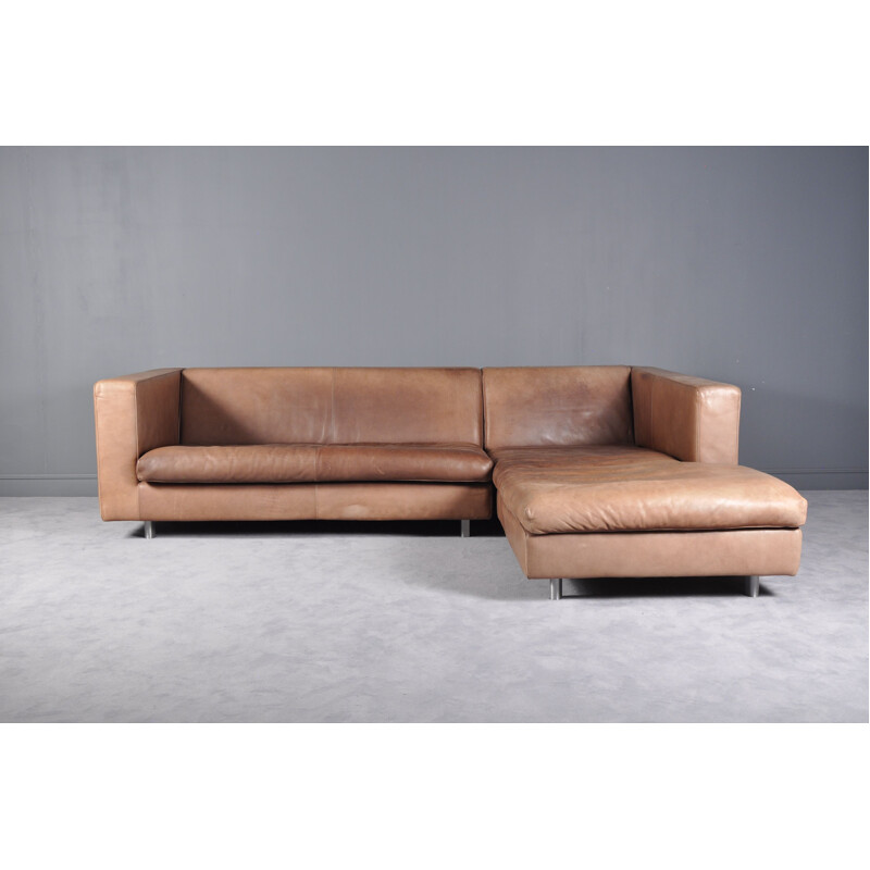 Italian vintage sofa by Molinari cognac leather