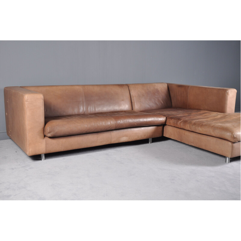 Italian vintage sofa by Molinari cognac leather