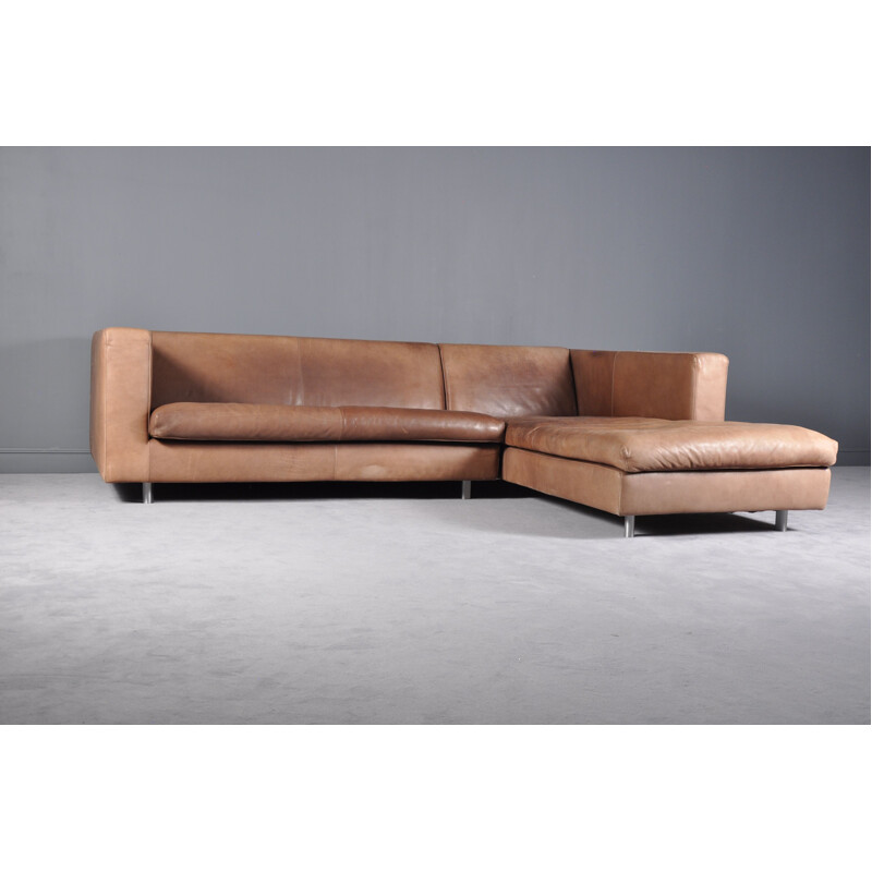 Italian vintage sofa by Molinari cognac leather