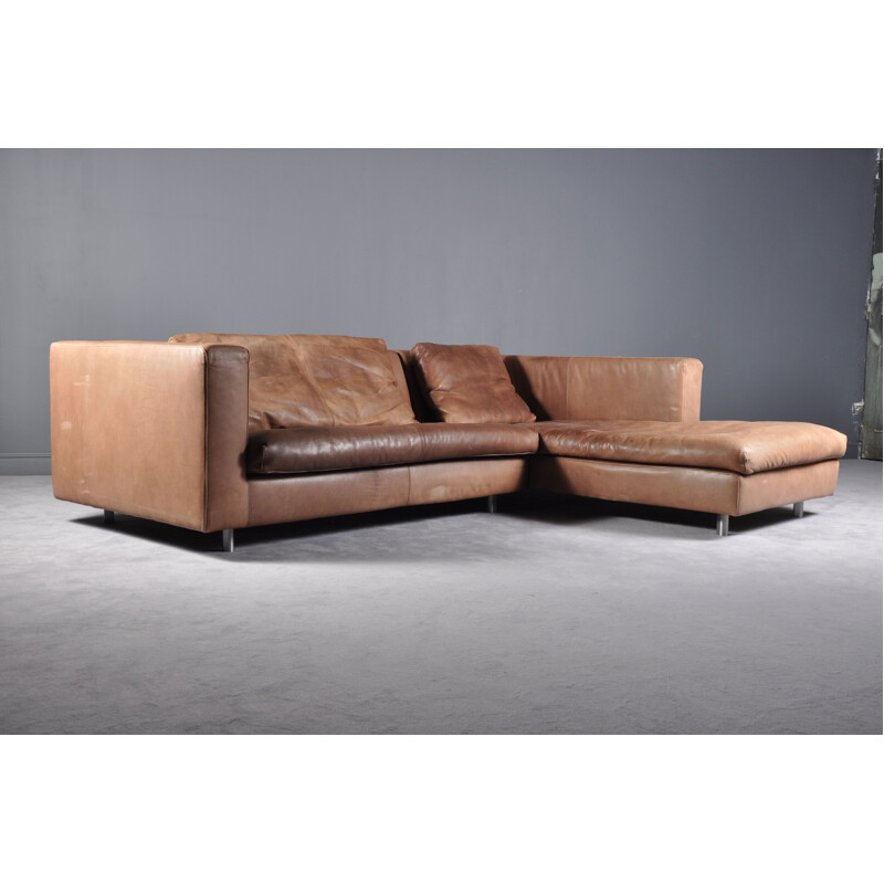 Italian vintage sofa by Molinari cognac leather