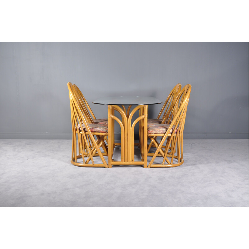 French vintage dining set in bamboo
