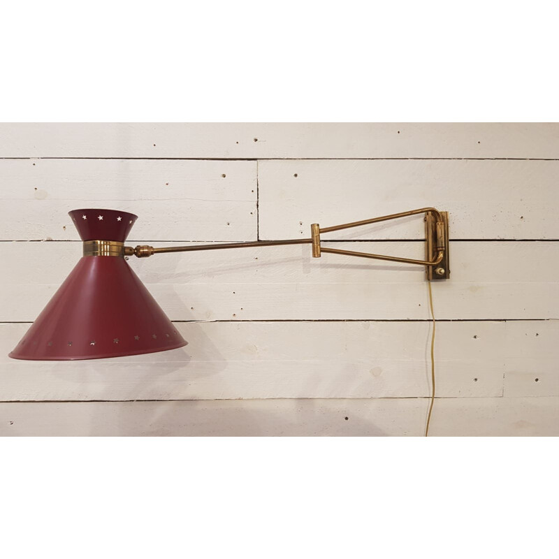 Vintage wall lamp with double arm by René Mathieu for Lunel