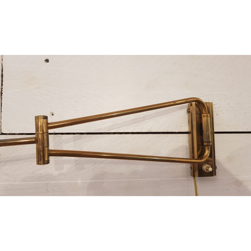 Vintage wall lamp with double arm by René Mathieu for Lunel