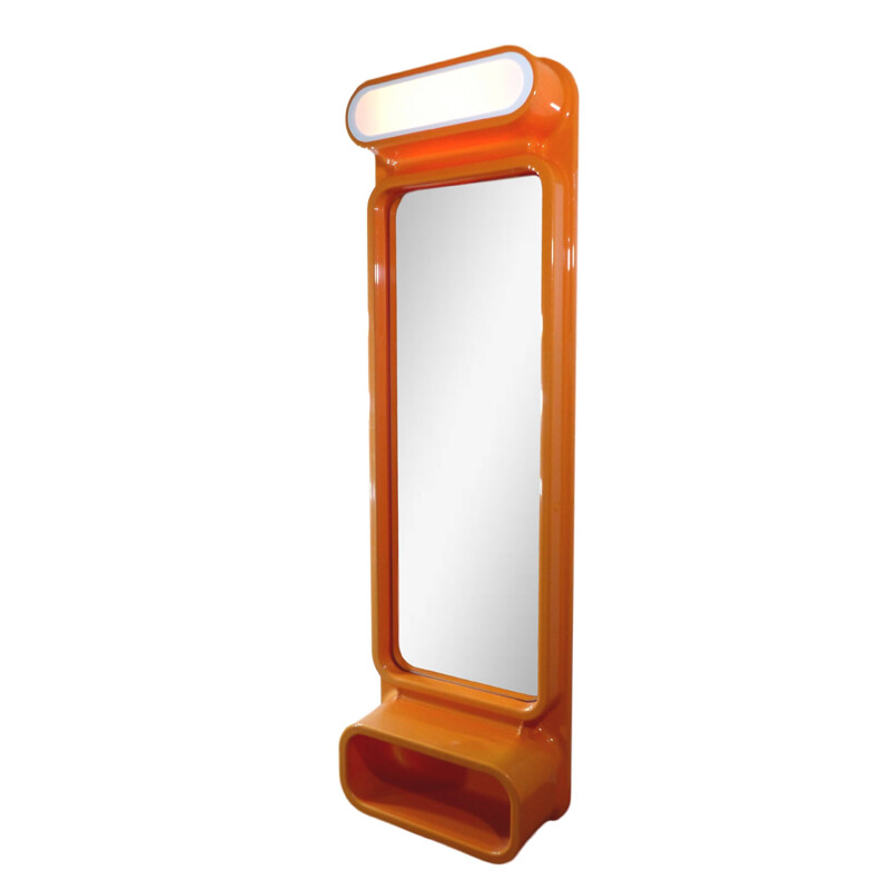 Vintage orange mirror in plastic