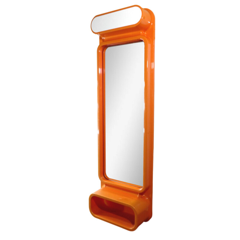 Vintage orange mirror in plastic