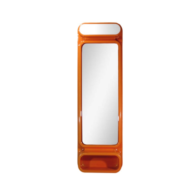 Miroir vintage orange en plastique