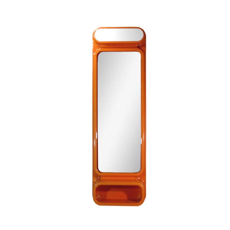 Vintage orange mirror in plastic