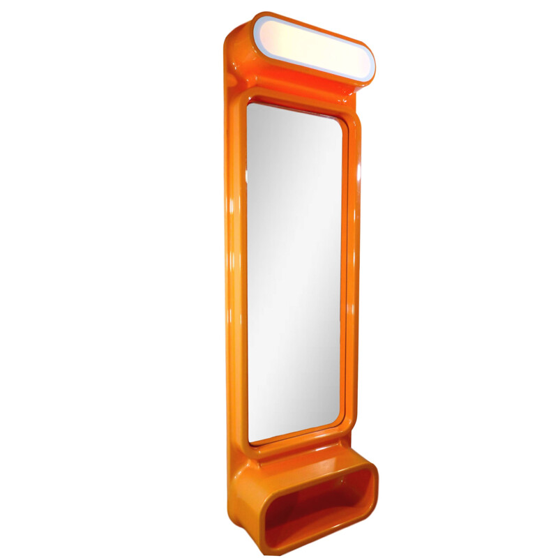 Vintage orange mirror in plastic