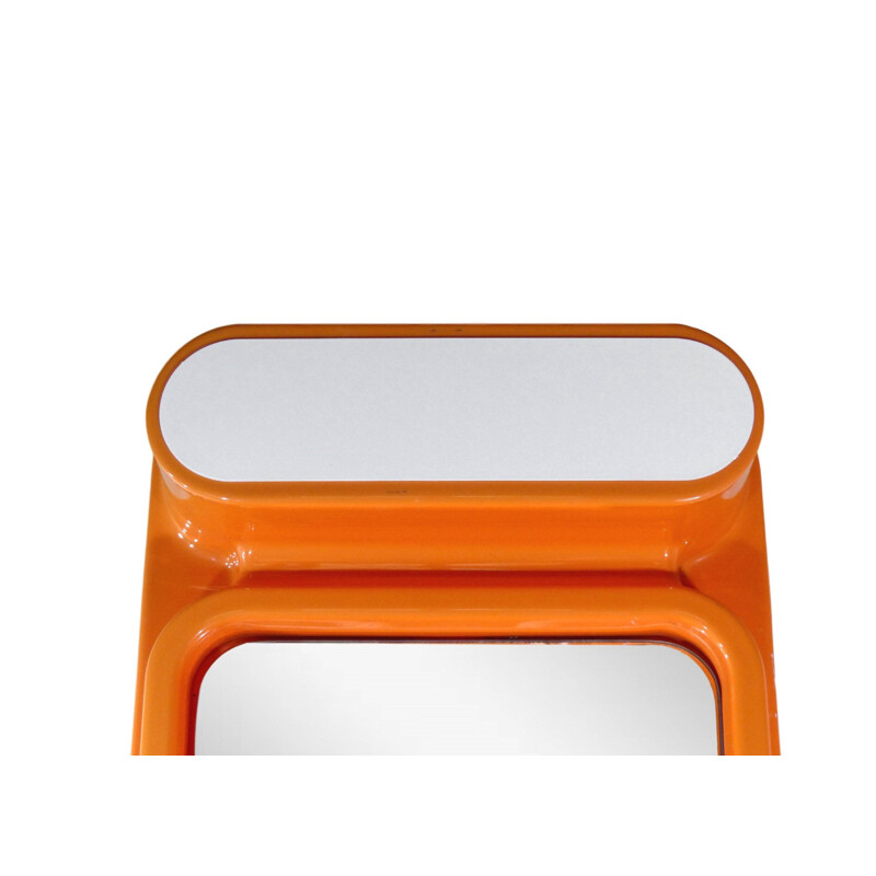 Vintage orange mirror in plastic