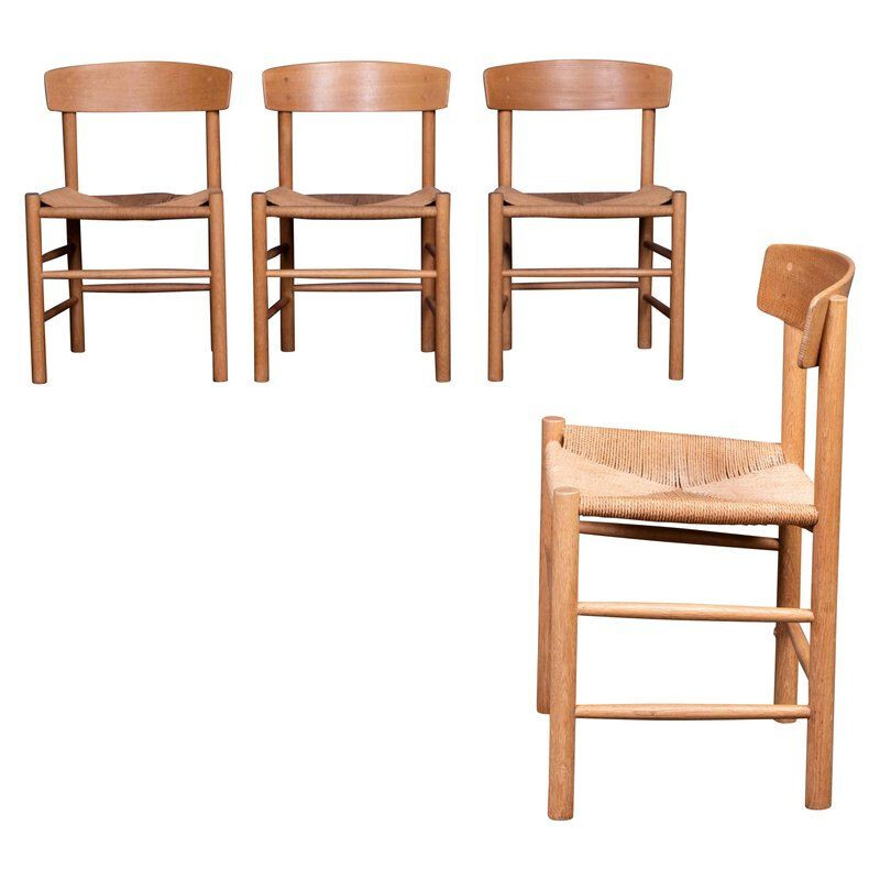 Serie de 4 chaises "J39" en chêne de Børge Mogensen